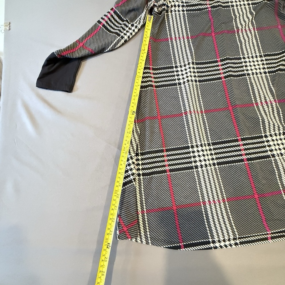 Chico's Plaid Tunic Dress Black Red Long Sleeve Stretch Knit Pockets Size Small - Picture 11 of 11